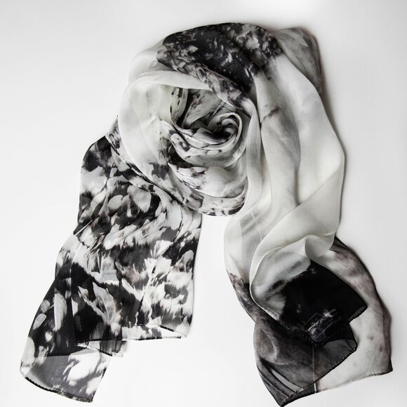ImageDiary Memorial Water Vines 100% silk chiffon scarf - limited edition 12/15 - Picture 1 of 2